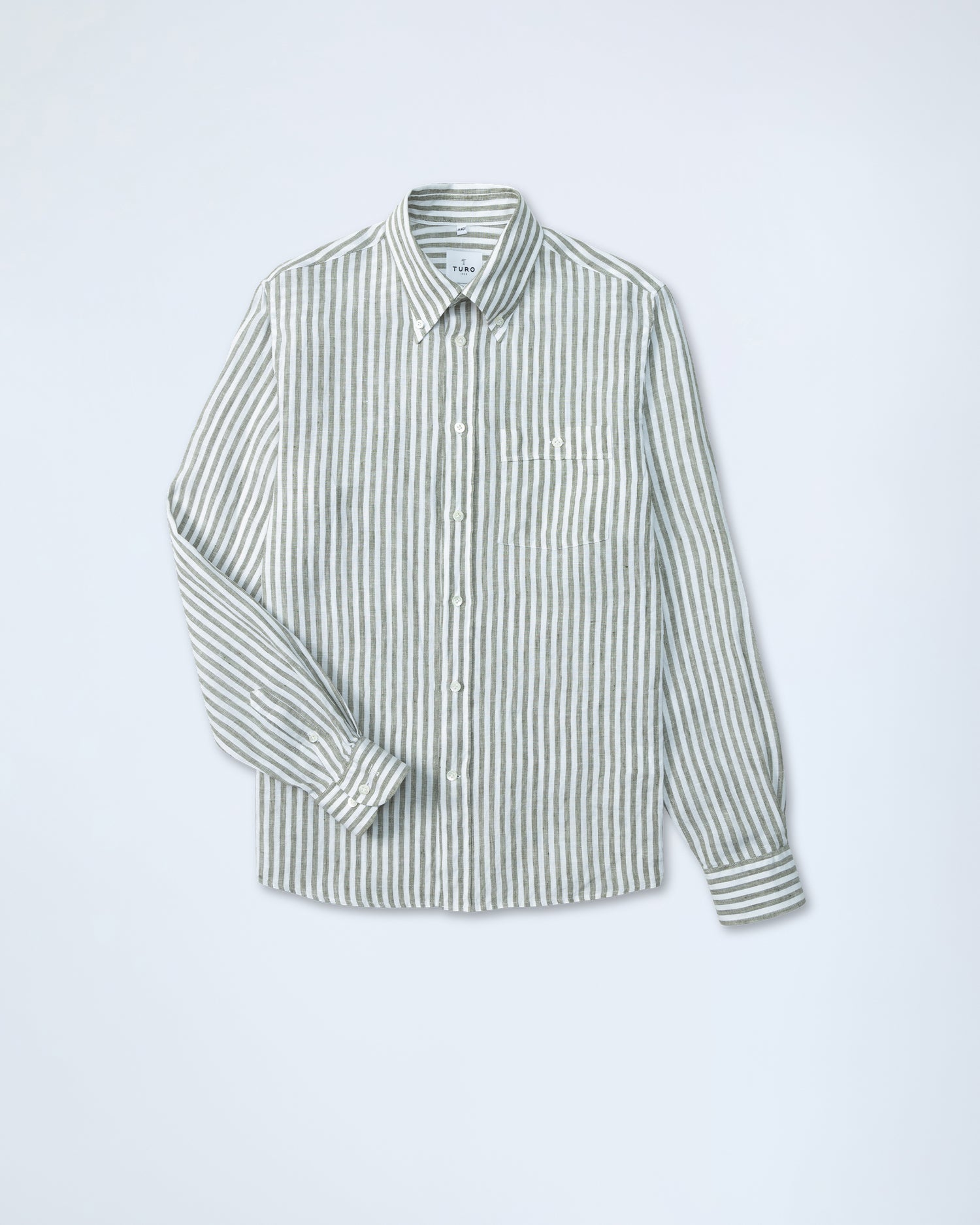 Green & White Stripe Linen Shirt (9629794337098)