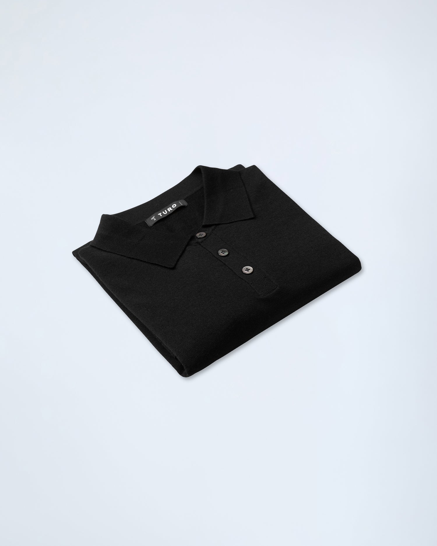 Luxurious Merino Polo in Black (9374303682890)