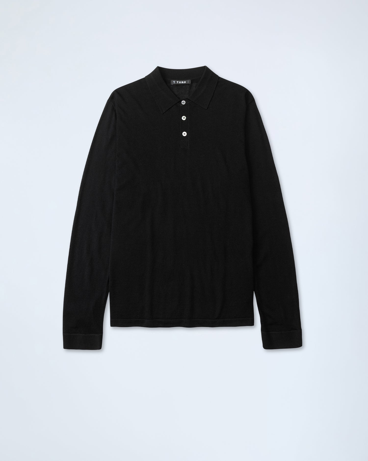 Luxurious Merino Polo in Black (9374303682890)