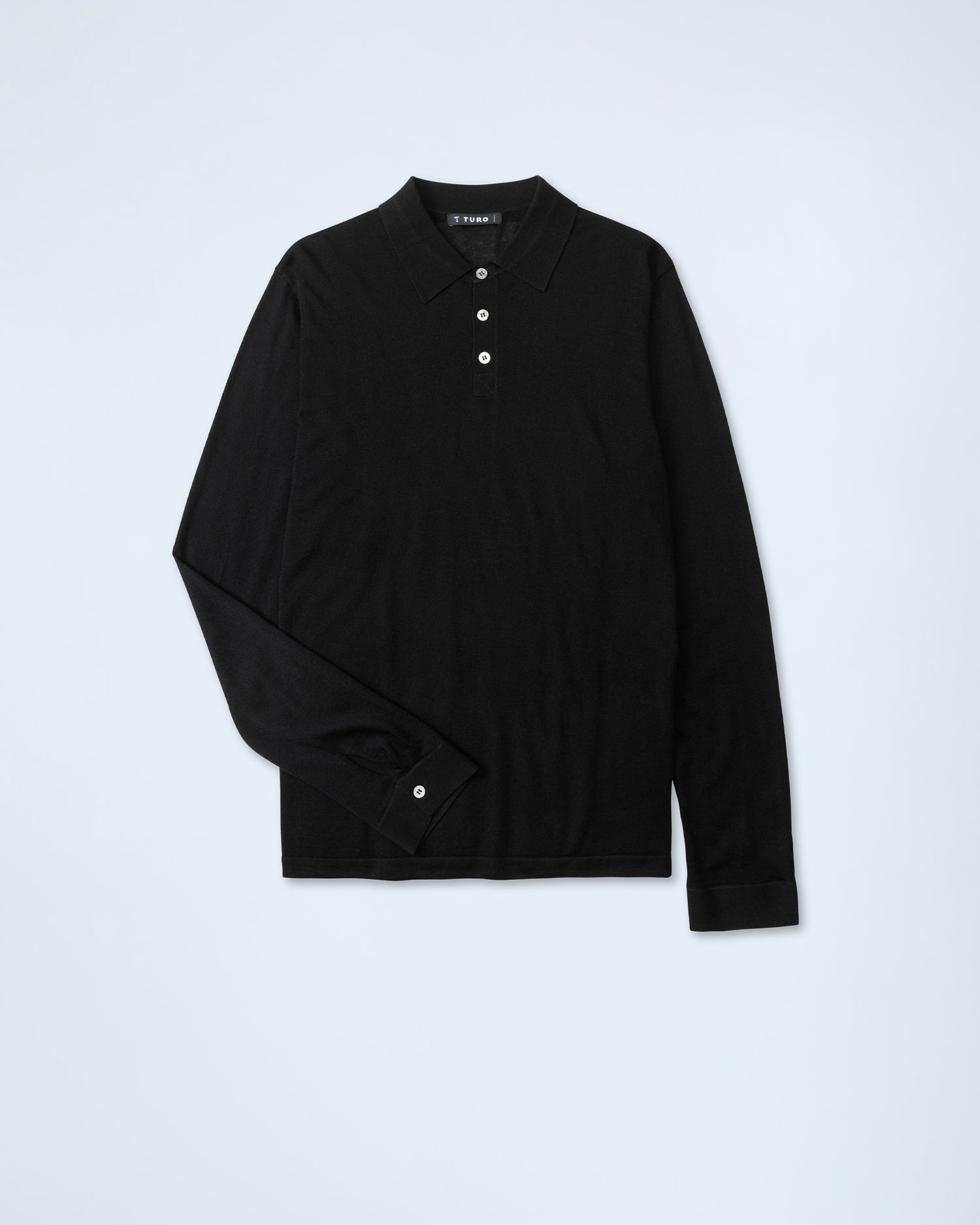 Luxurious Merino Polo in Black (9374303682890)