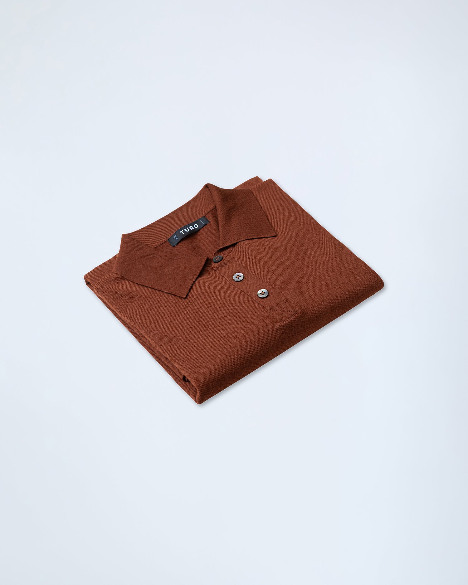 Luxurious Merino Polo in Terracotta (9374372888906)