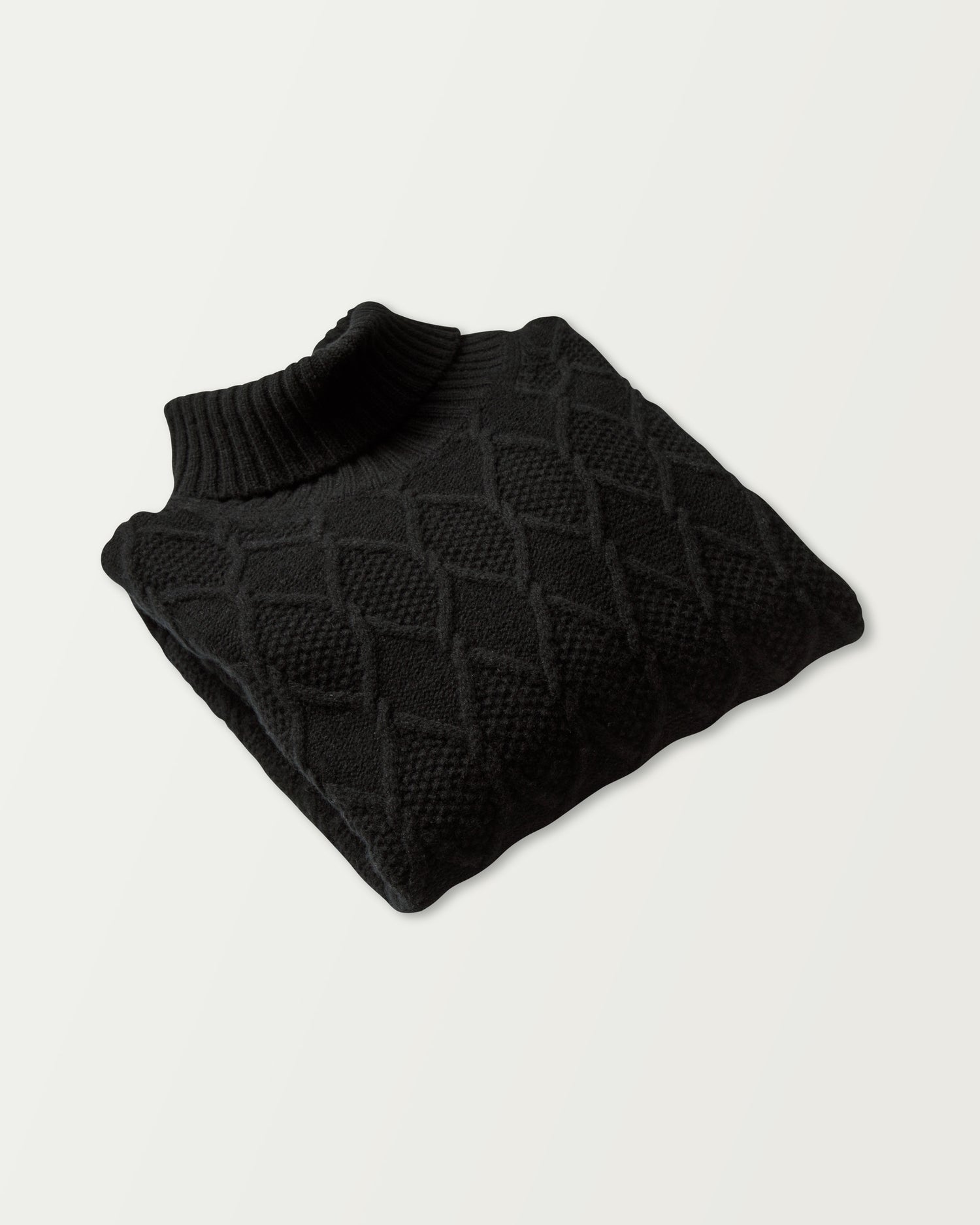 Chunky Wool Cable Black Rollneck (9317283430730)