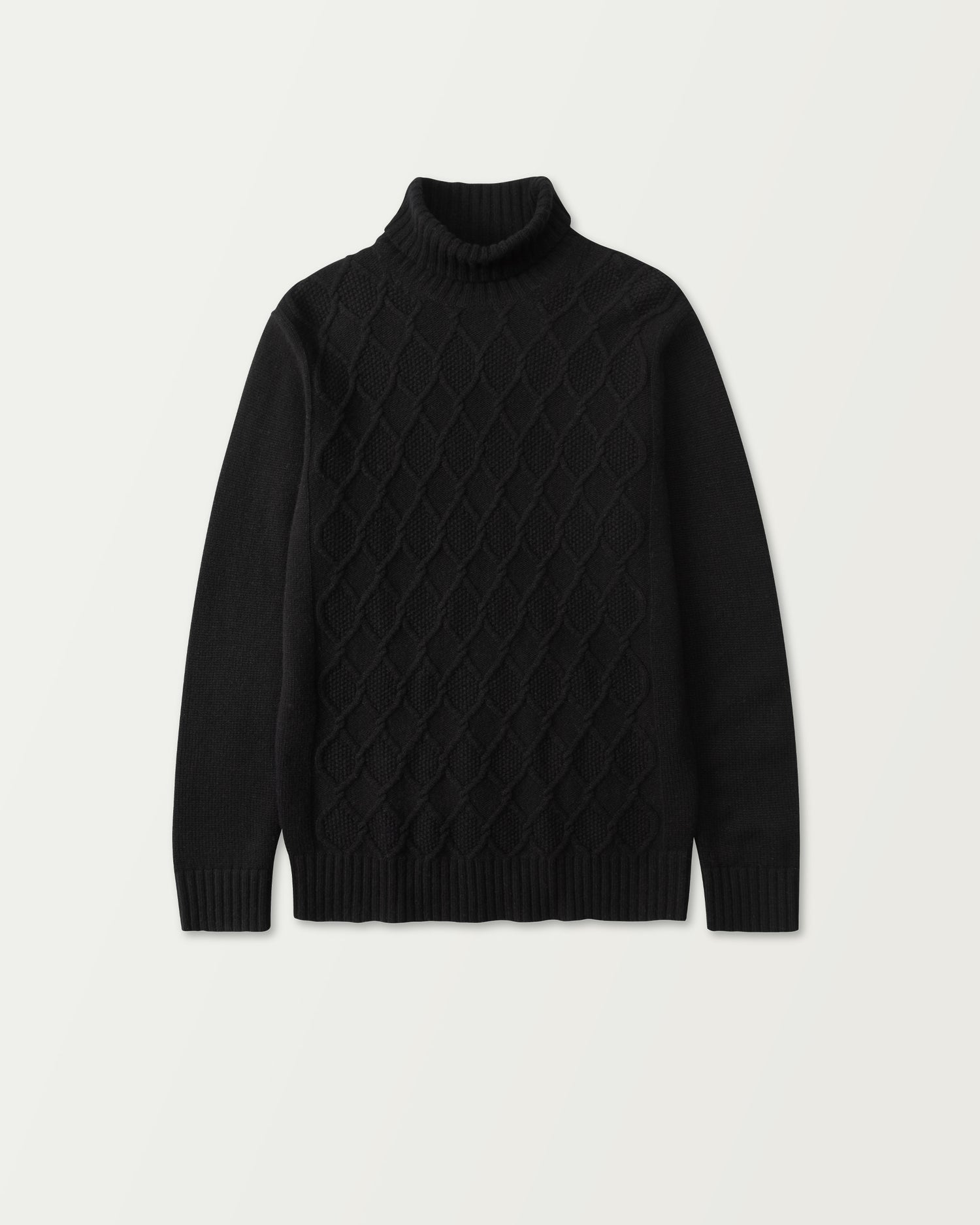 Chunky Wool Cable Black Rollneck (9317283430730)