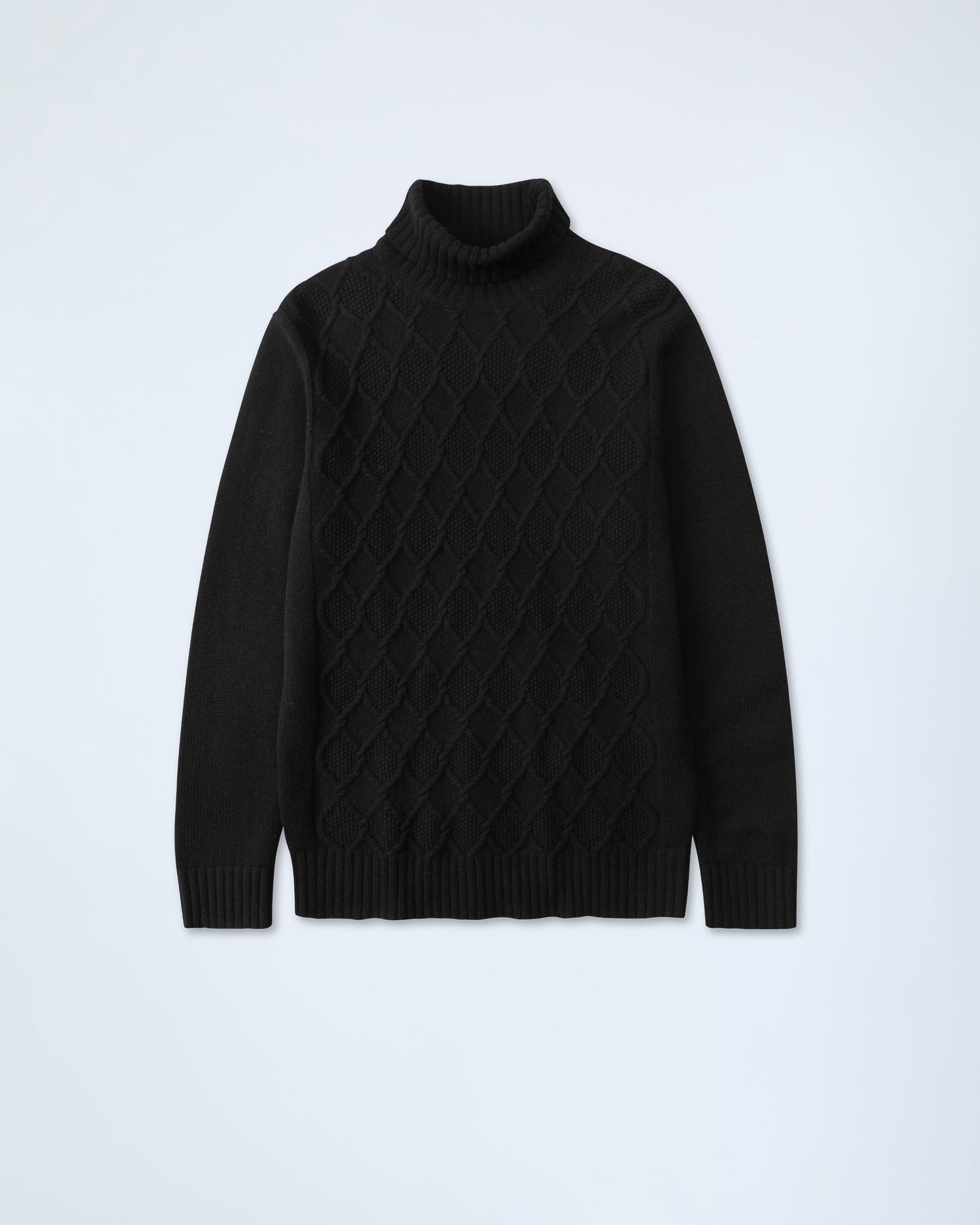 Chunky Wool Cable Black Rollneck (9317283430730)