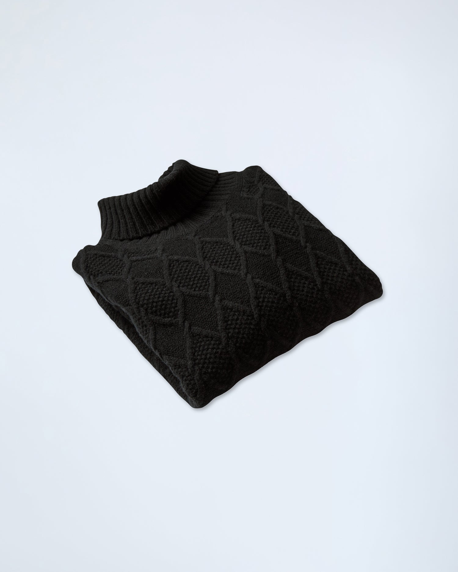 Chunky Wool Cable Black Rollneck (9317283430730)