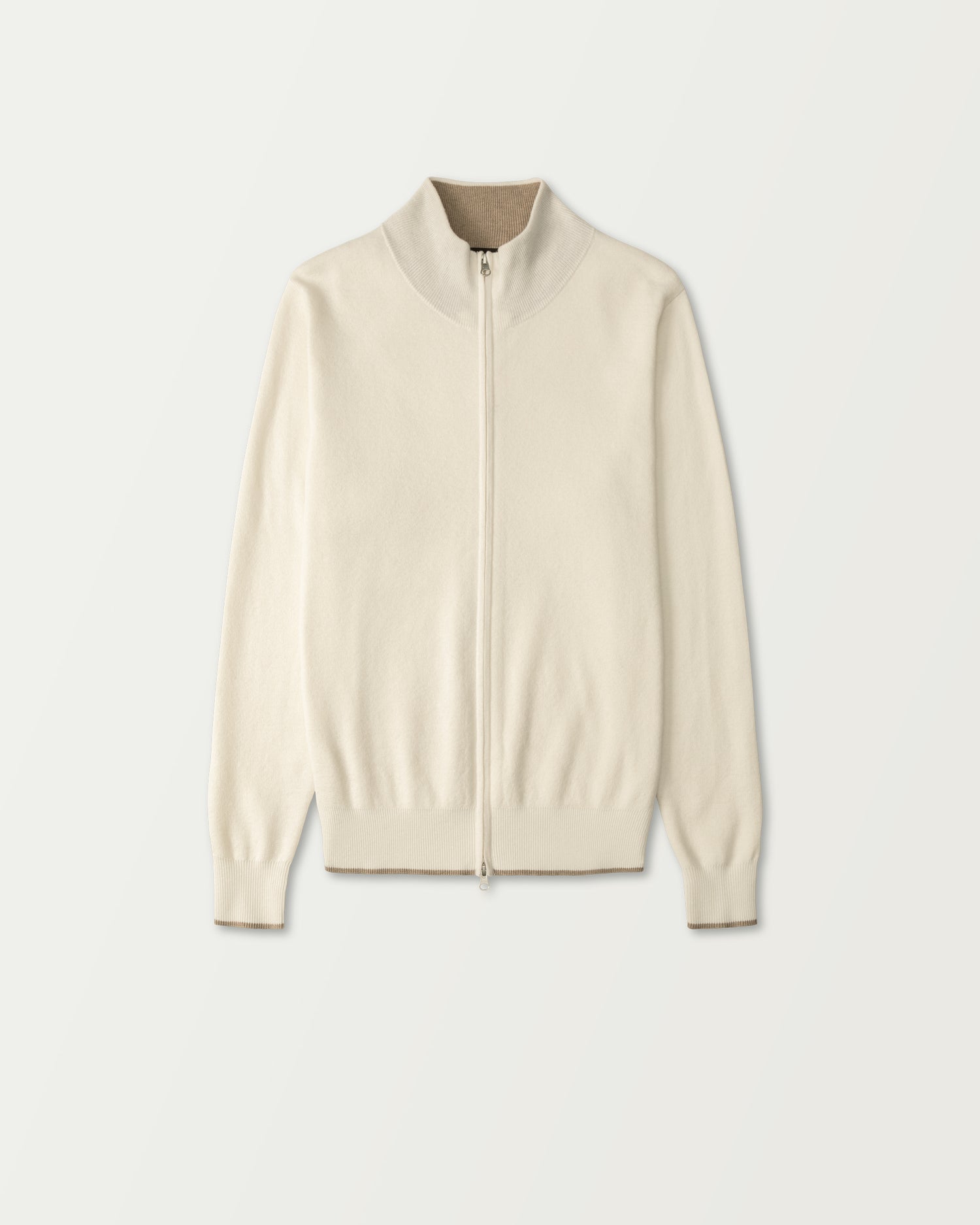 Wool-Cotton Zip-up Sweater in Ivory White (9317701878090)