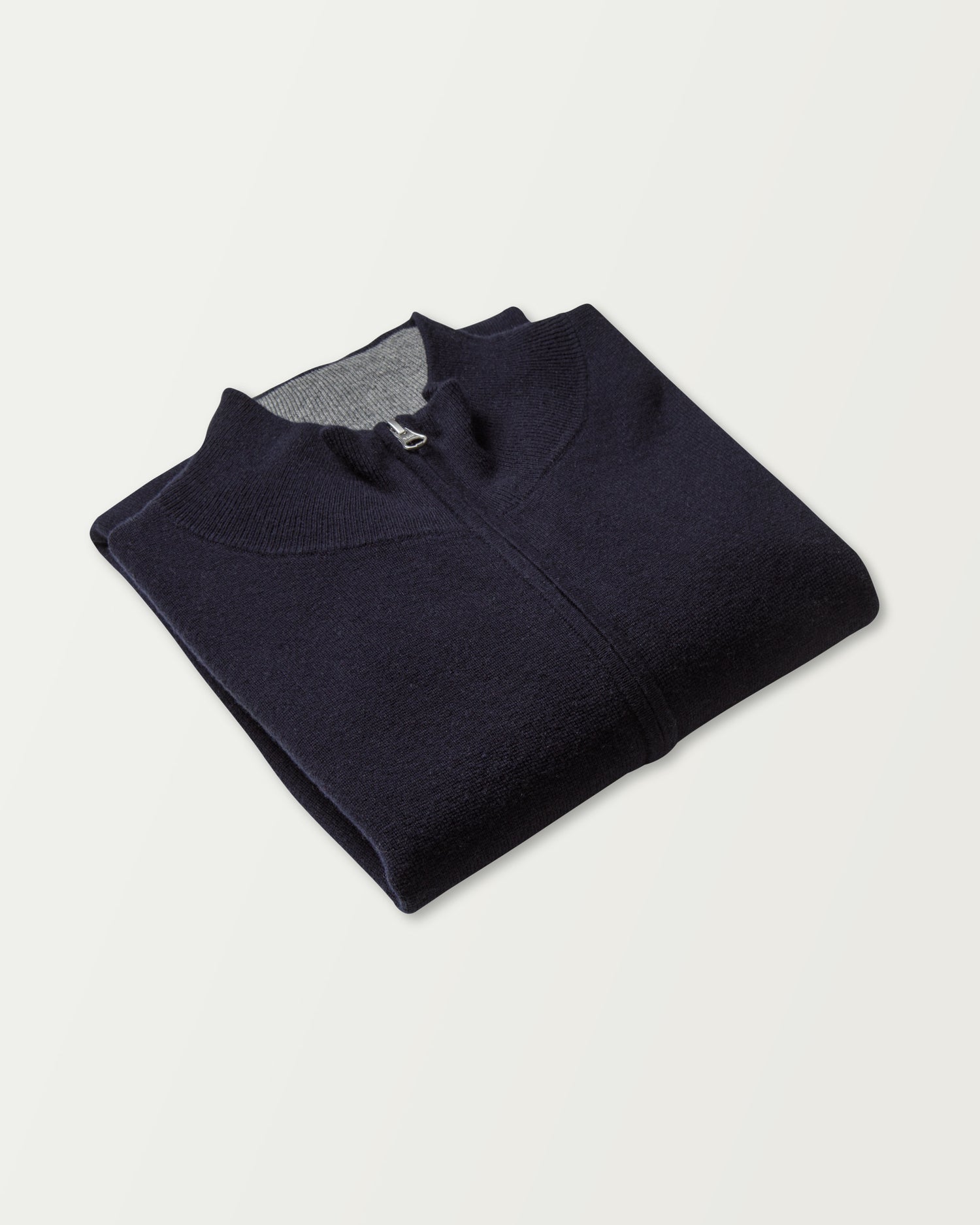 Wool-Cotton Zip-up Sweater in Dark Blue (9317404606794)