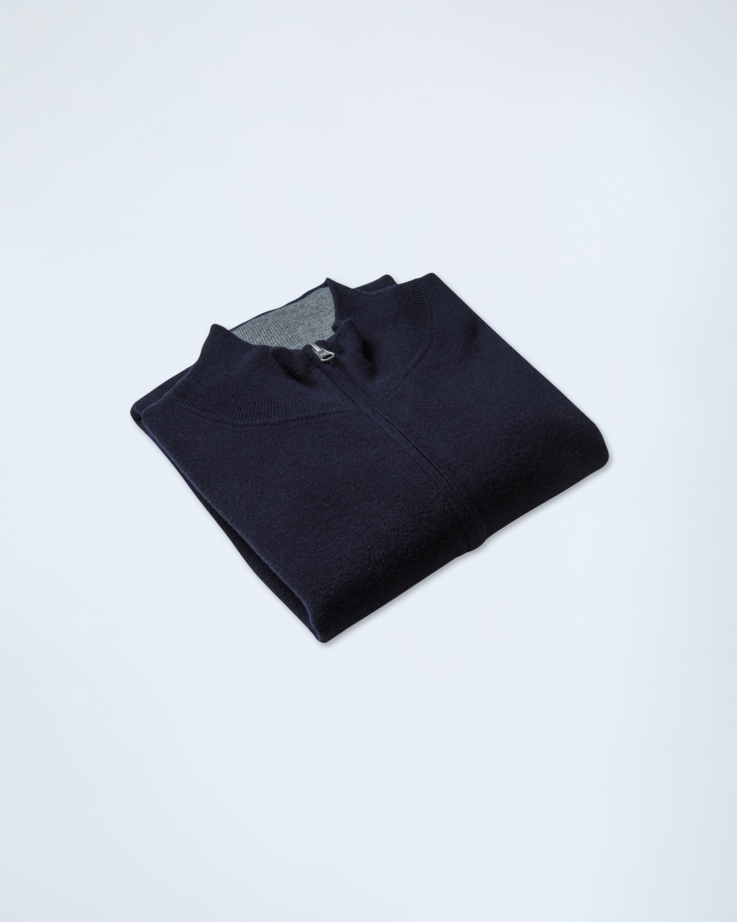 Wool-Cotton Zip-up Sweater in Dark Blue (9317404606794)