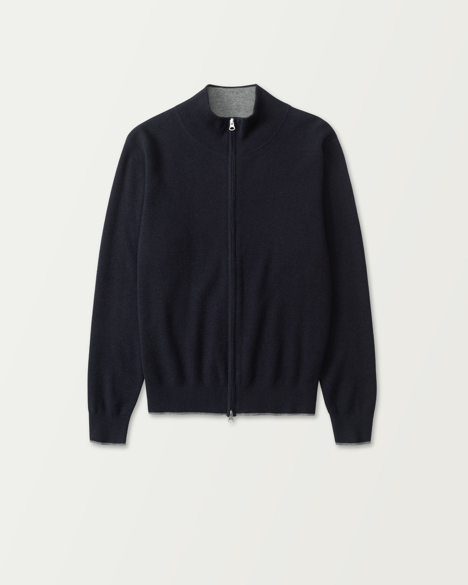 Wool-Cotton Zip-up Sweater in Dark Blue (9317404606794)