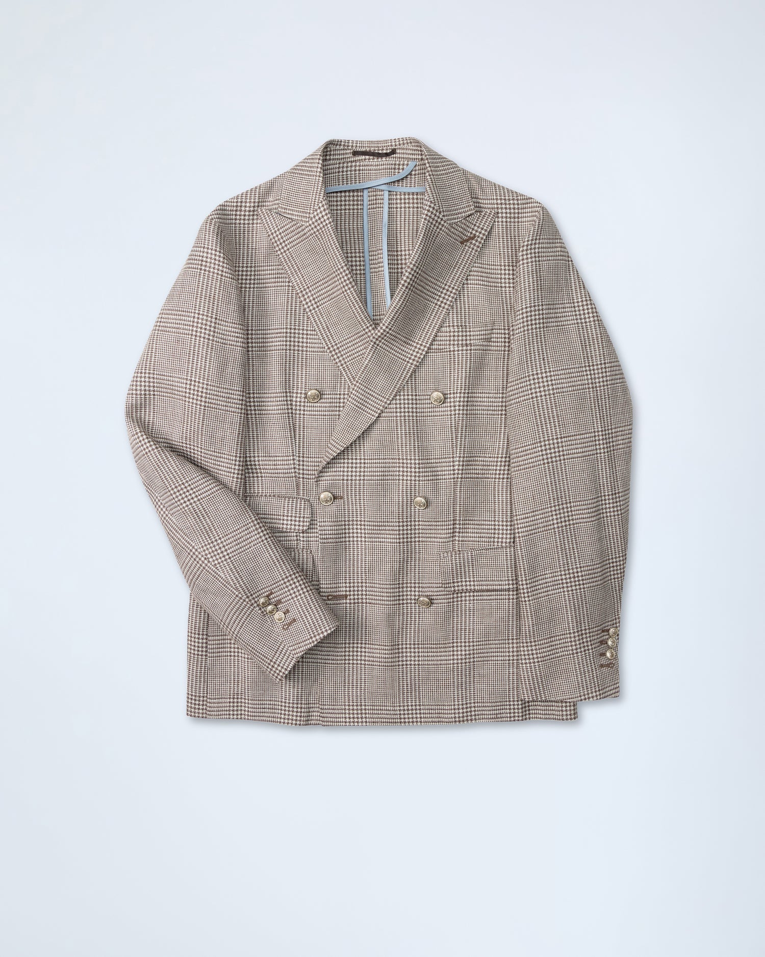 Double-Breasted Blazer in Beige Check (9992644428106)