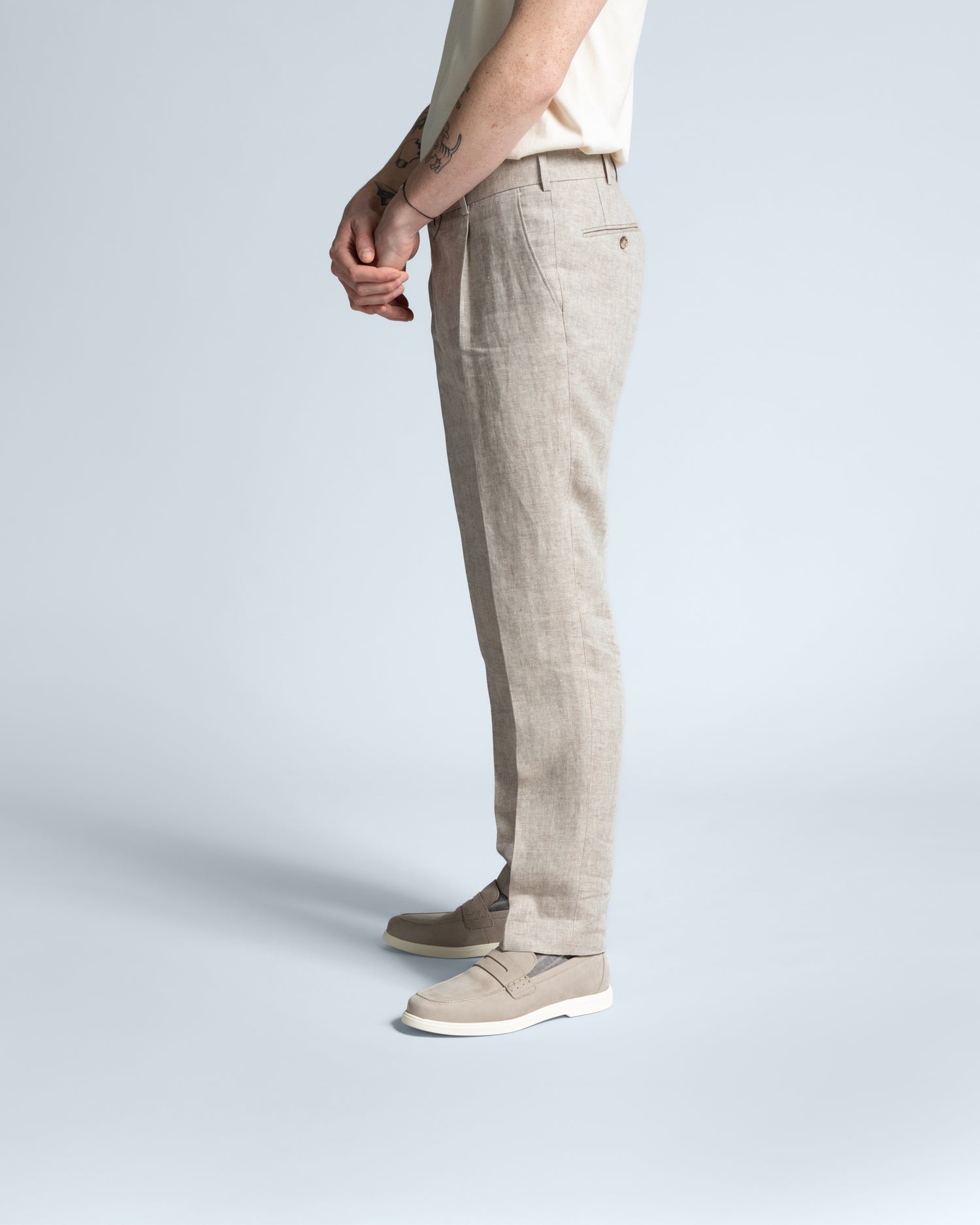 Linen Trousers in Beige (8625018995018)