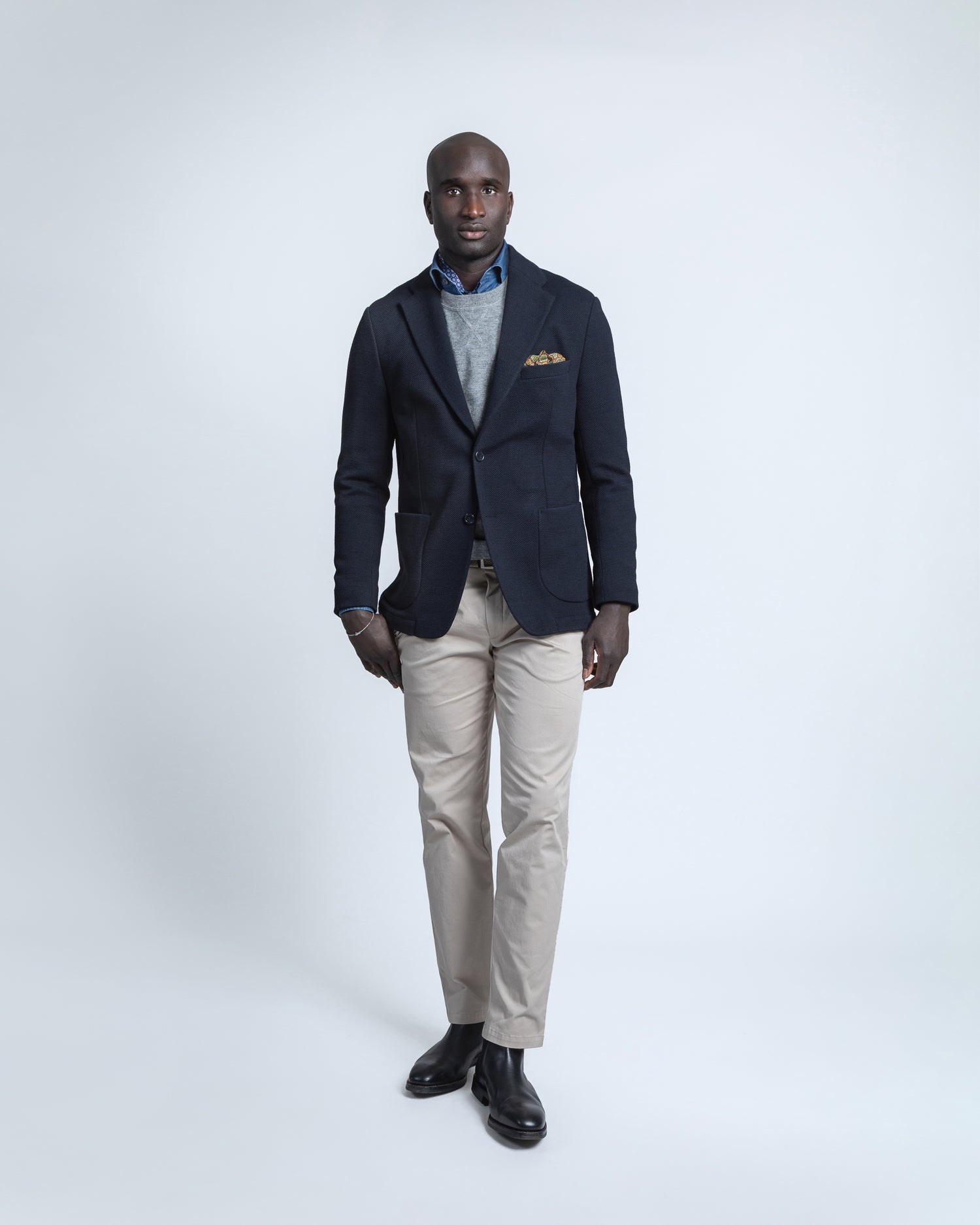 Casual Dark Blue Jersey Blazer (8456811479370)