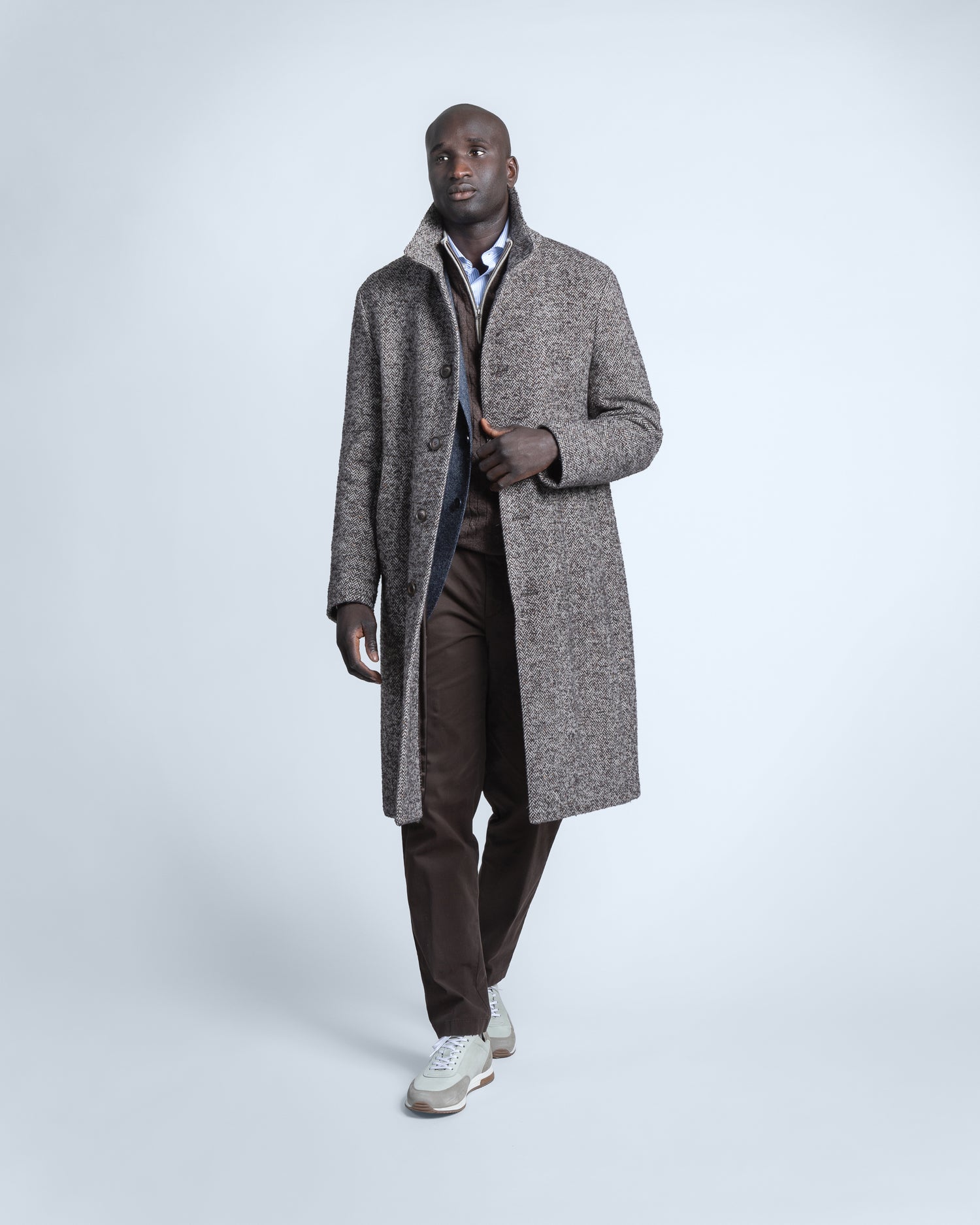 Overcoat in Brown Herringbone (9394929041738)