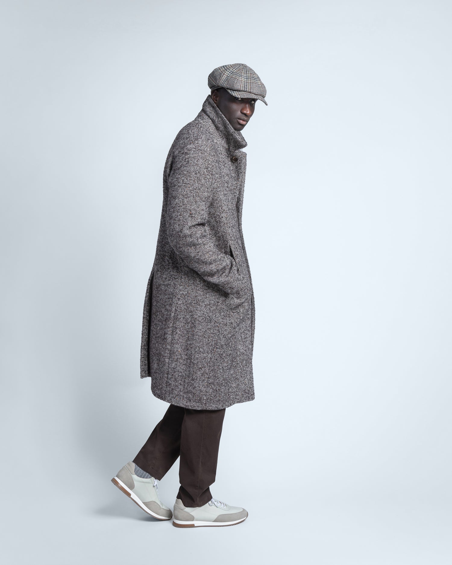 Overcoat in Brown Herringbone (9394929041738)