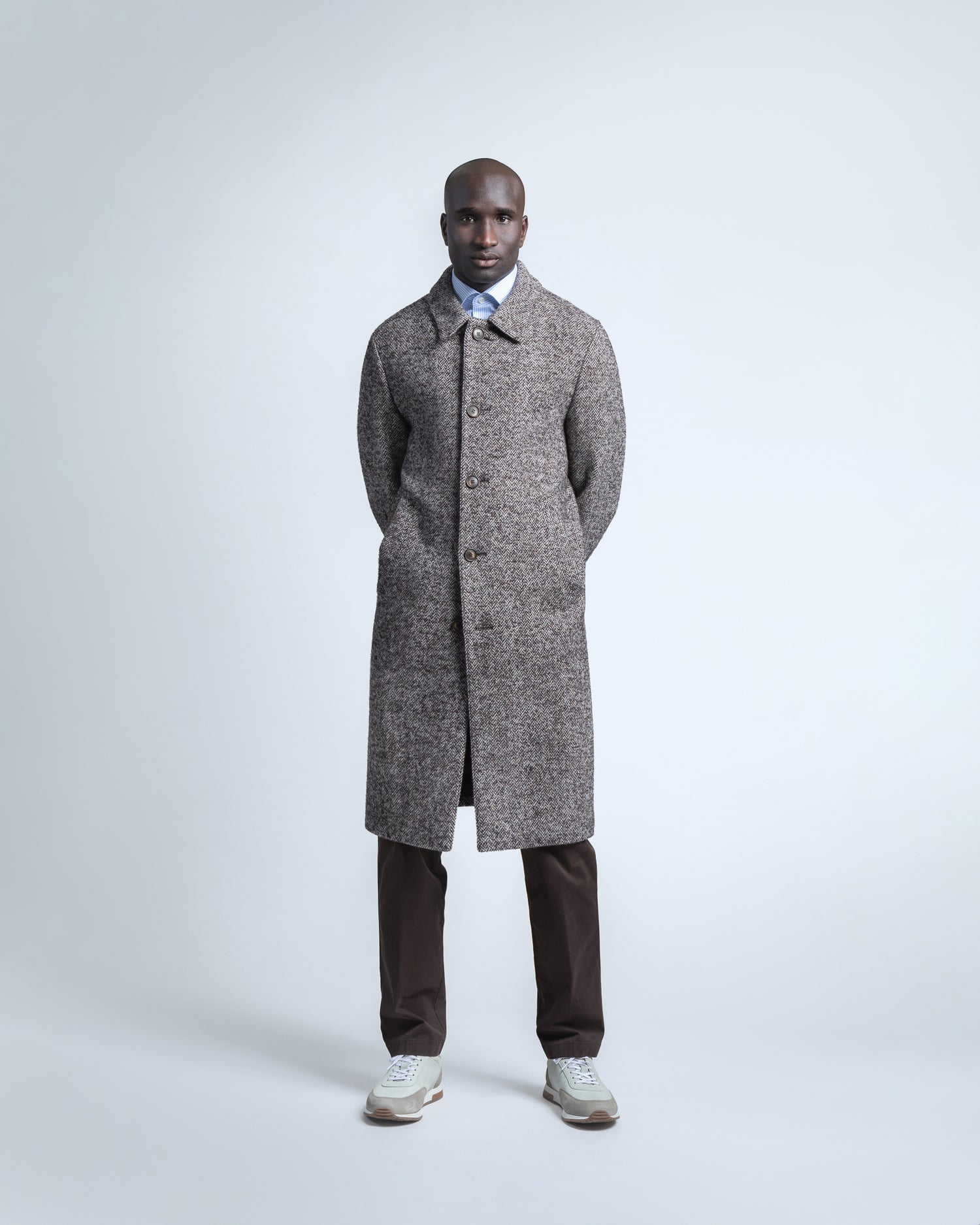 Overcoat in Brown Herringbone (9394929041738)