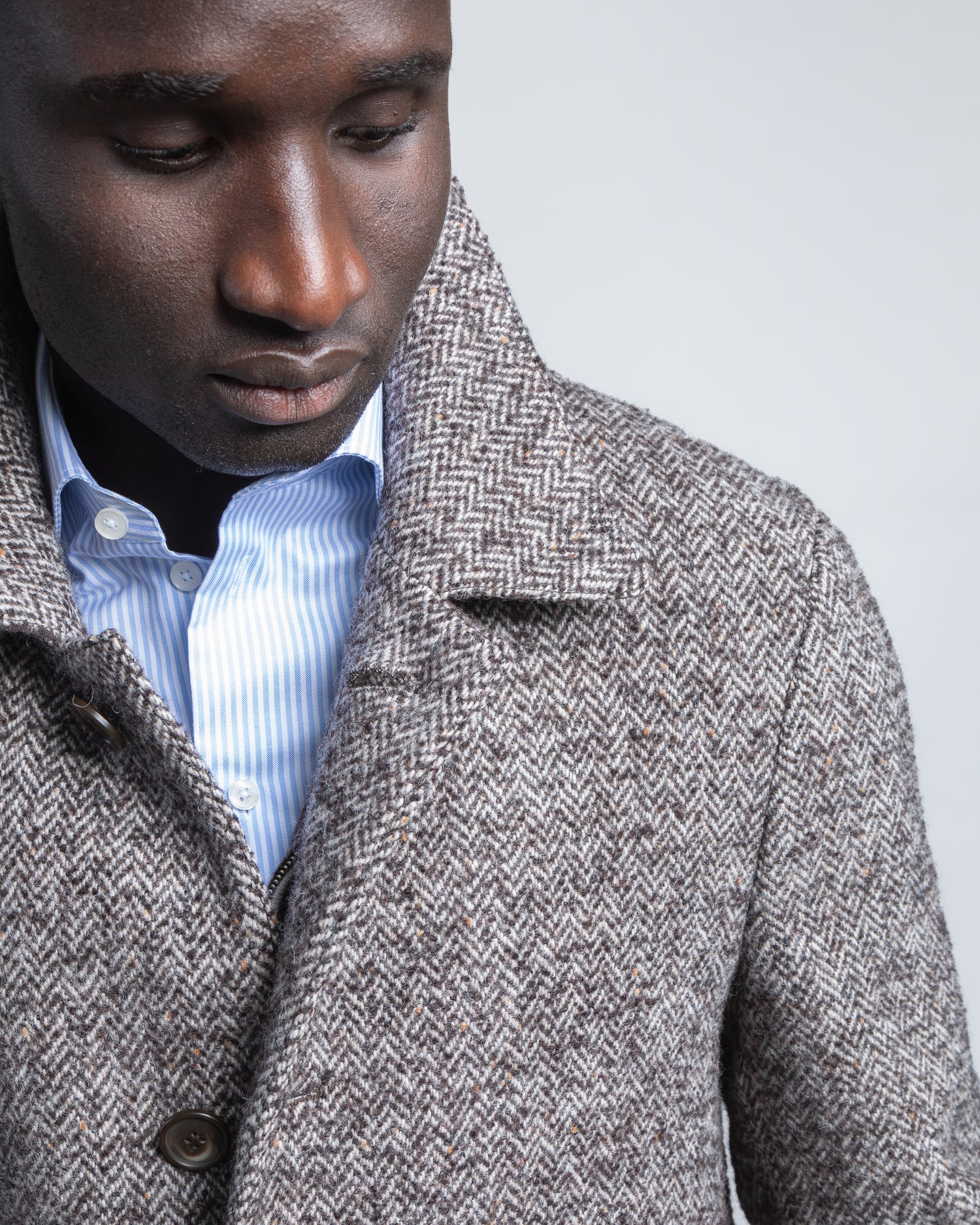 Overcoat in Brown Herringbone (9394929041738)