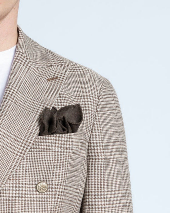 Double-Breasted Blazer in Beige Check (9992644428106)