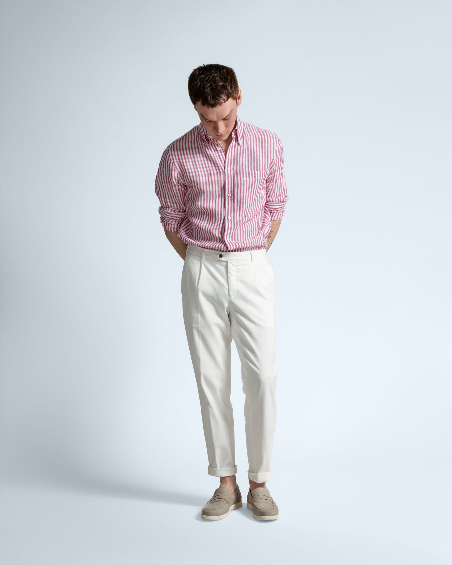 Pink & White Stripe Linen Shirt (9629791715658)