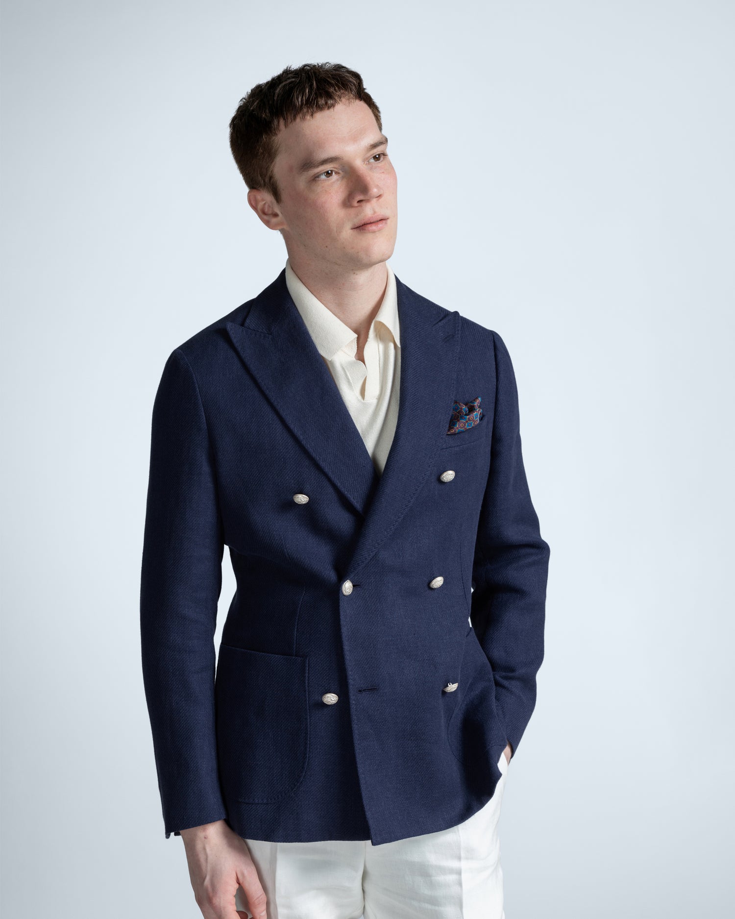 Double-Breasted Blazer in Navy Blue (9992669233482)