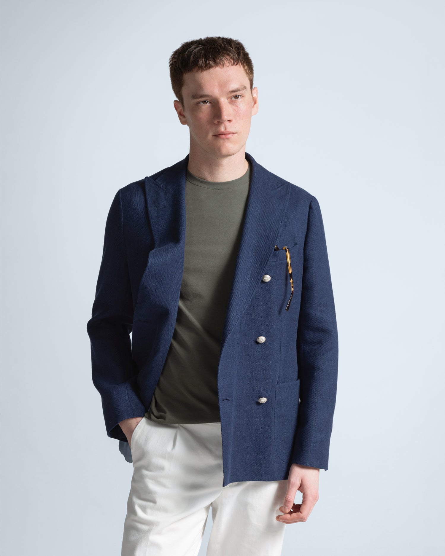 Double-Breasted Blazer in Navy Blue (9992669233482)