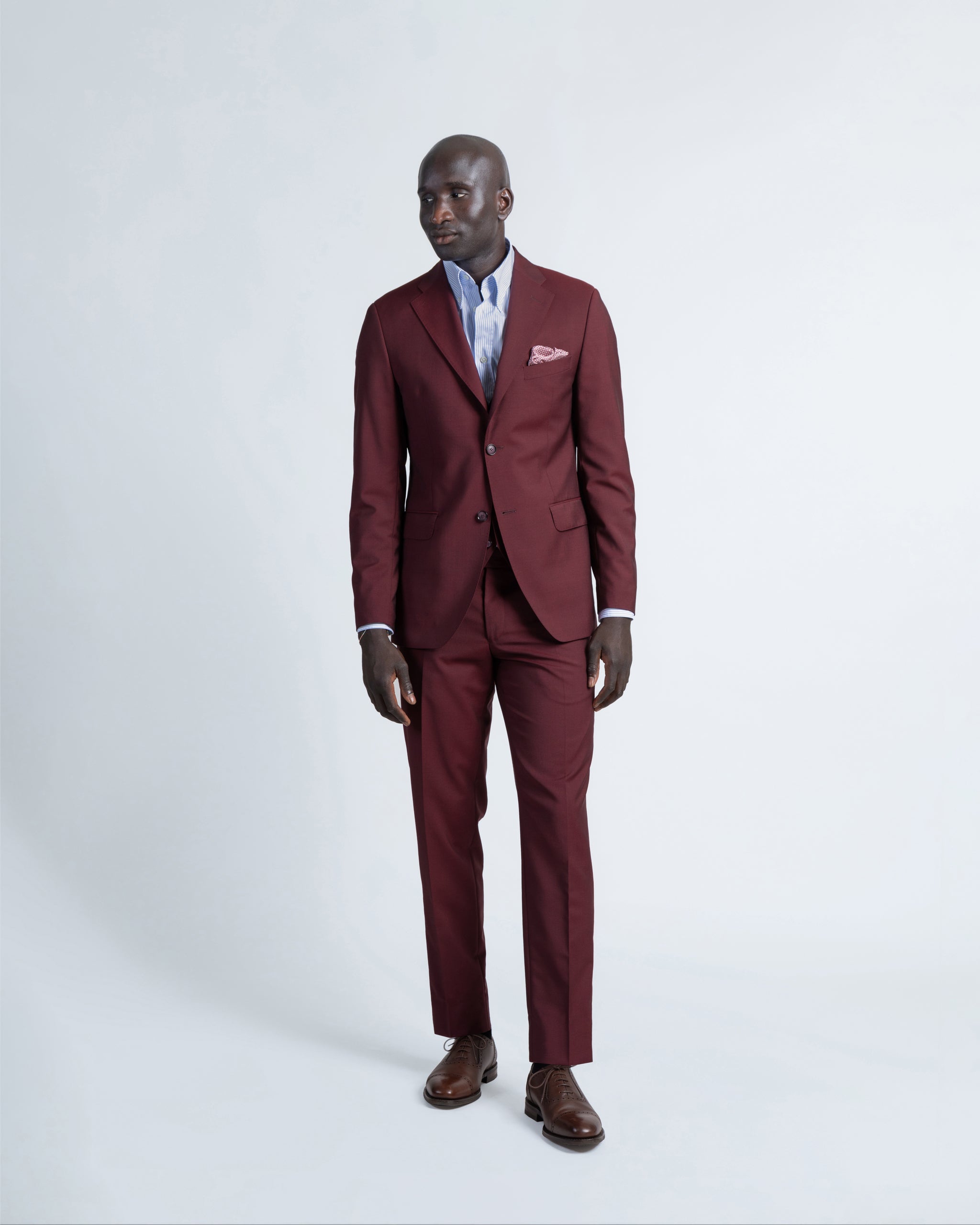 Burgundy Premium Wool Mohair Suit in Slim Fit