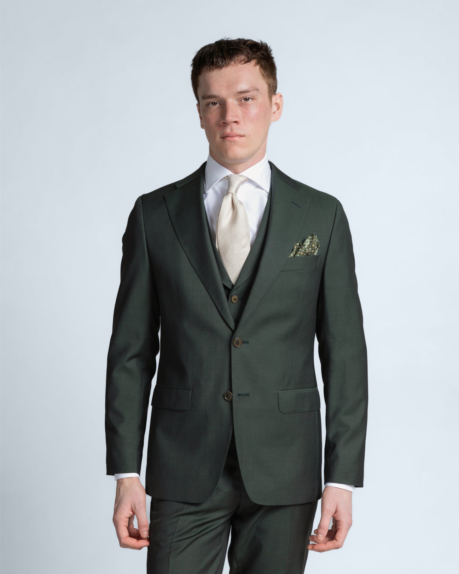 Dark Green Super 100's Wool Suit (9992610414922)