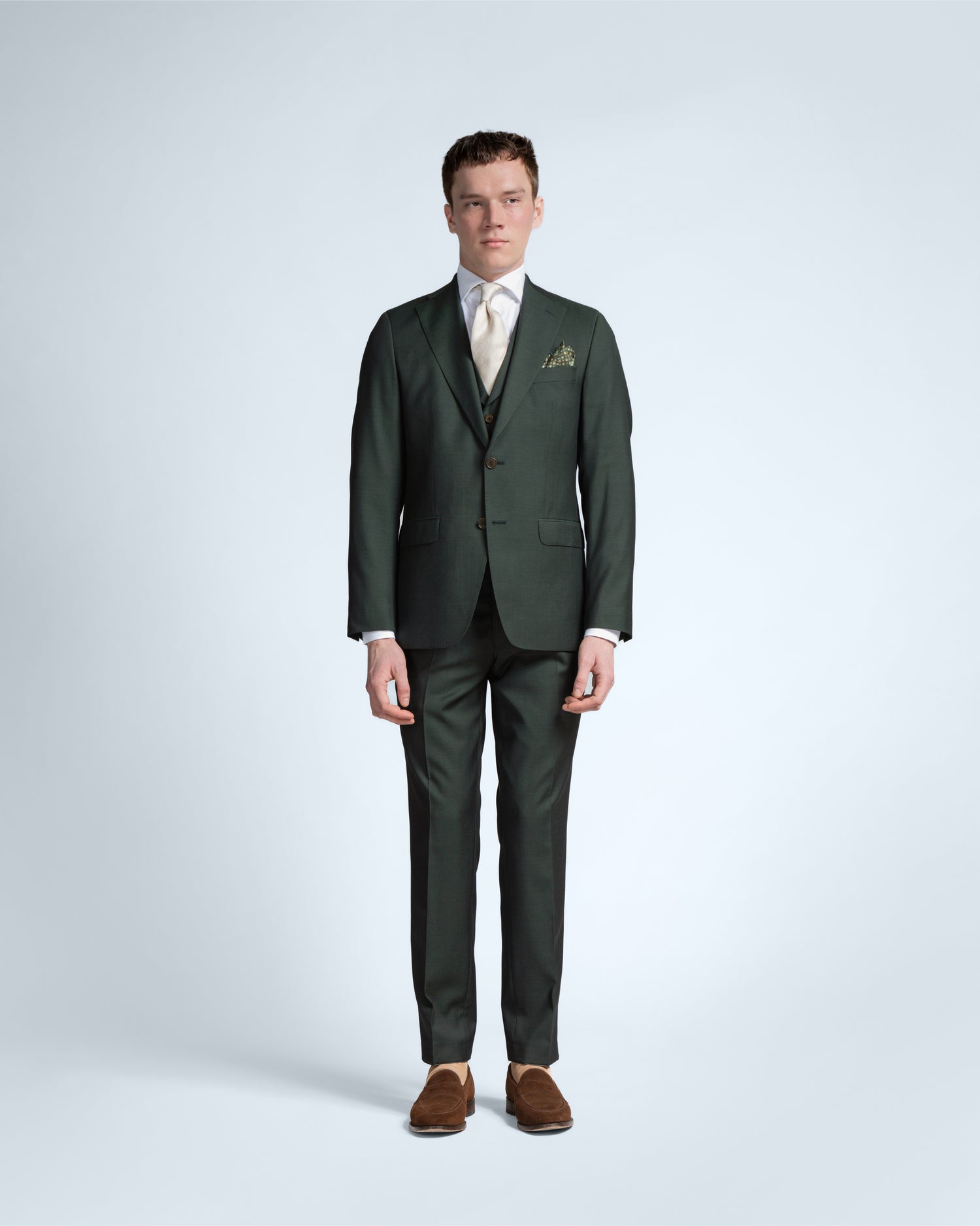 Dark Green Super 100's Wool Suit (9992610414922)