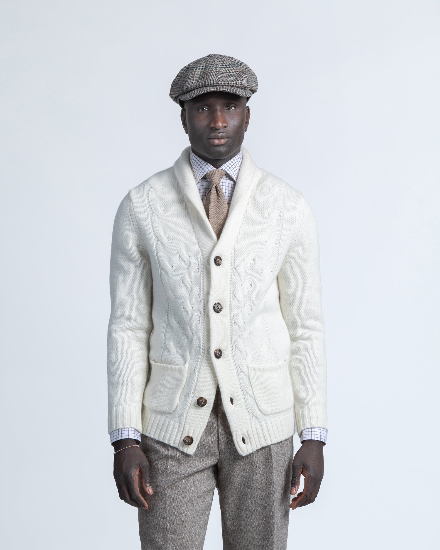 Chunky White Cardigan in Wool (9319043105098)